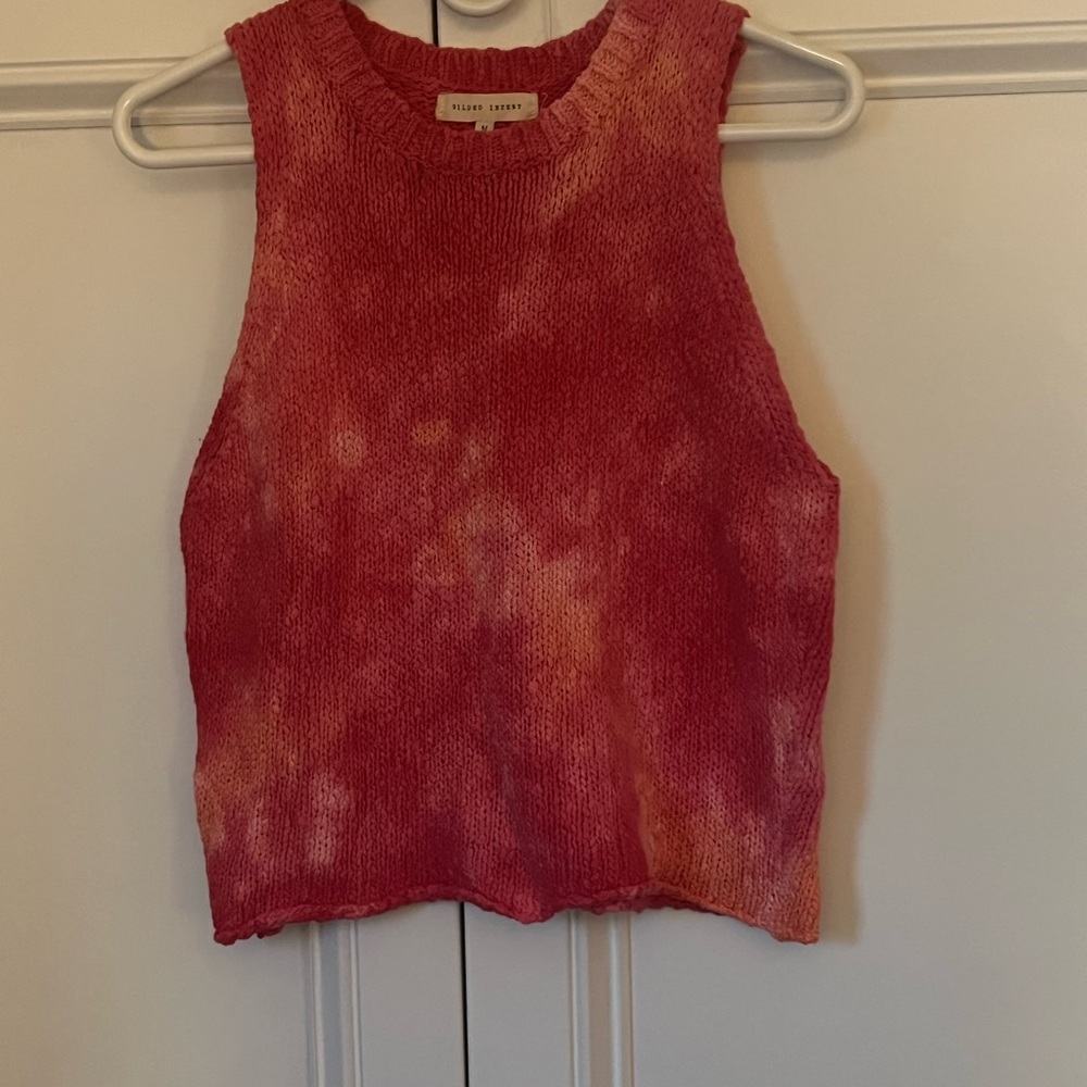 Gilded Intent Red Ribbed Sleeveless Crop Tank